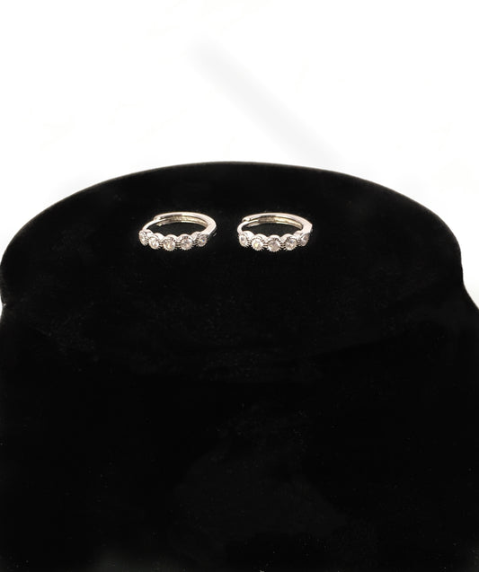 Sterling Silver CZ Round Hoop Earring